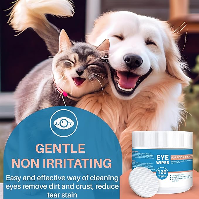 Dog and Cat Eye Wipes - 240ct/2pack Dog Tear Stain Remover Eye Wipes - with Chamomile & Witch Hazel - 3.15" Presoaked & Textured Pet Wipes for Eyes