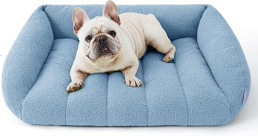 Lesure Orthopedic Dog Bed Sofa for Medium Dogs, Waterproof Dog Couch with Removable Washable Cover, Cute Aesthetic Pet Sofa Couch with Egg Crate Foam(28" x 23" x 10", Blue)