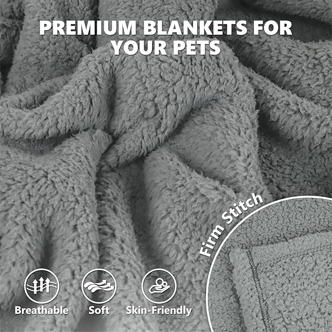 furrybaby 1 Pack 3 Puppy Blankets for Small Dogs Super Soft Premium Sherpa Pet Calming Blankets for Cat Bed Couch Car and Indoor Washable Fleece Dog Blankets(24"x32", Grey)