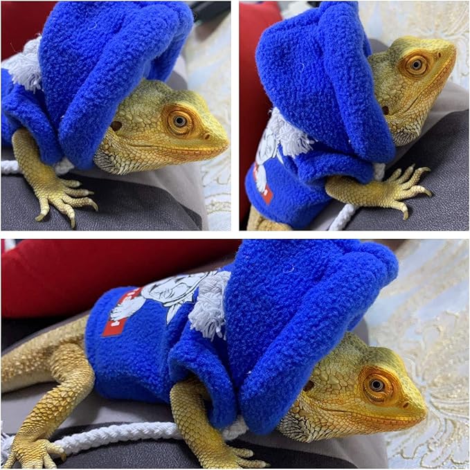 Lizard Clothes for Bearded Dragons Reptile Apparel Handmade Cotton Material Hoodies Sweater for Skin Protection Photo Party for Crested Gecko Chameleon