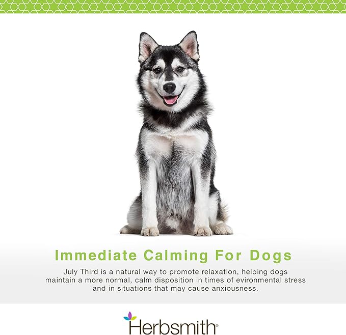 Herbsmith July Third - Canine Calming Chews - Calming Herbs for Dogs - Anxiety Supplements for Dogs - 30ct Small Chews