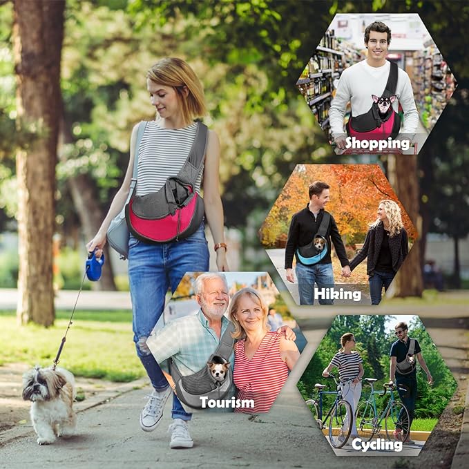 YUDODO Pet Dog Sling Carrier Breathable Mesh Travel Safe Sling Bag Carrier for Dogs Cats