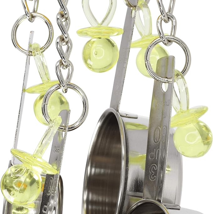 Bonka Bird Toys Clacker Colorful Durable Stainless Steel Pullable Parrot Macaw African Grey Cockatoo (Single Clacker, Yellow Lux)