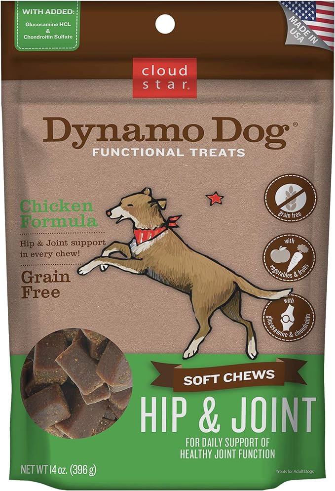 Cloud Star Dynamo Dog Hip & Joint Soft Chew Treats Chicken Formula - Grain Free - 14 oz (20132)