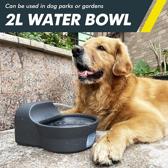 67OZ Dog Water Dispenser Patented Automatic Dog Water Bowl Dispenser Fits 3/4in GHT Faucets Water Dispenser for Dogs Pet Water Dispenser for Dogs Chicken Outdoor Dog Water Bowl Include 5Ft Water Hose