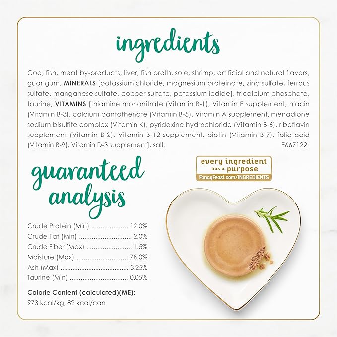 Purina Fancy Feast Cod, Sole and Shrimp Feast Classic Grain Free Wet Cat Food Pate - (Pack of 24) 3 oz. Cans