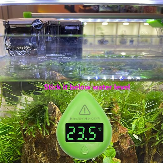 Aquarium Temperature Alarm Monitoring Tool Mini Digital Alarm Thermometer Fish Tank Mini Terrarium Tank Turtle Tank Tropical Fish Bowl Digital Thermometer Accurate LED Display to ±0.9℉