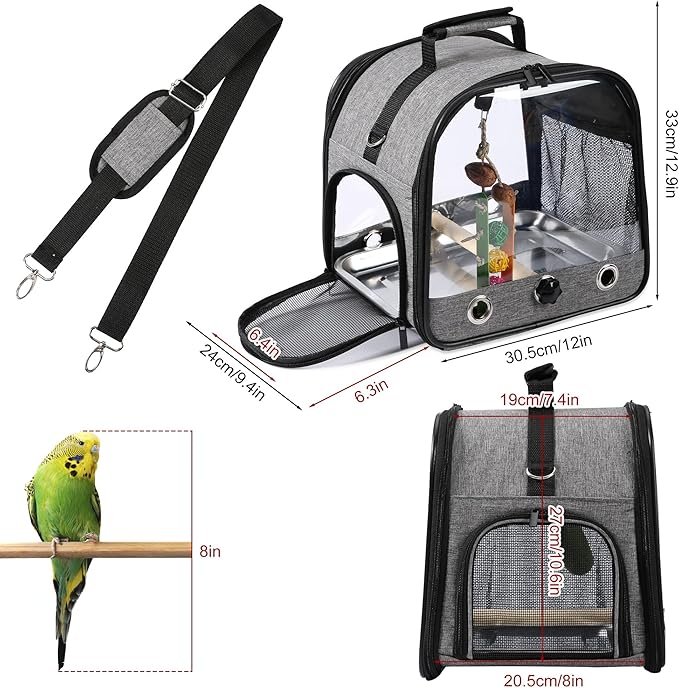 SUERTREE Bird Carrier Bag Bird Travel Cage with Stand, Small Bird Carrier for Parrot, Portable Bird Carrier Travel Bag, Pet Transparent Breathable Travel Cage