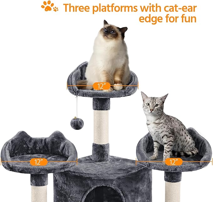 Yaheetech 76.5in Cat Tree Cat Tower with 3 Condos, 3 Cozy Perches, 9 Scratching Posts, 2 Baskets, Dangling Ball, Pet Bed Furniture Activity Center for Indoor Cats and Kittens