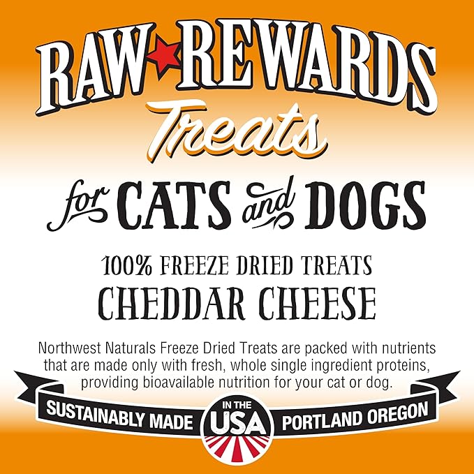 Northwest Naturals Raw Rewards Freeze-Dried Cheddar Cheese Treats for Dogs and Cats - Bite-Sized Pieces - Healthy, 1 Ingredient, Human Grade Pet Food, Natural - 6 Oz (Pack of 3) (Packaging May Vary)