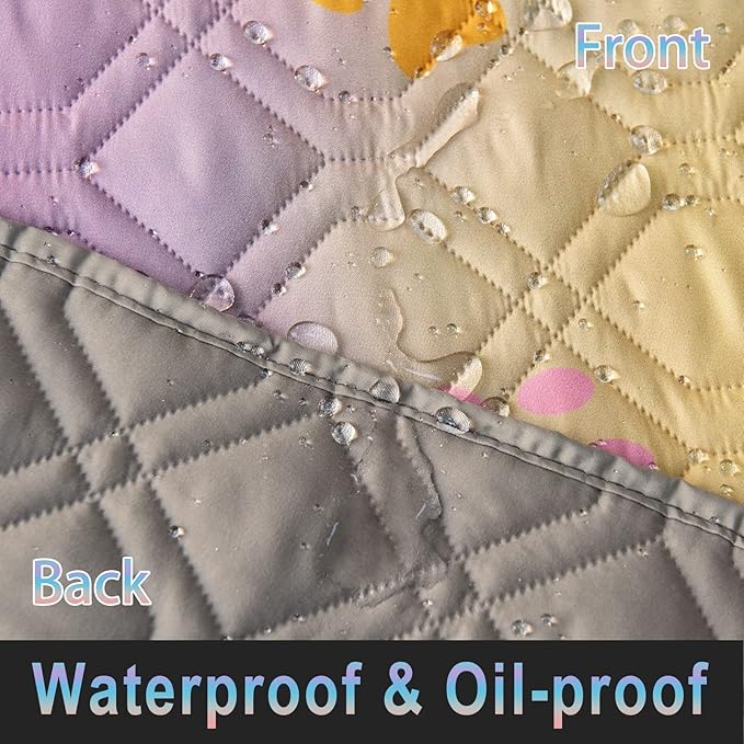 100% Waterproof Dog Bed Cover 52x82 inch Reversible Changing Pad Reusable Camping Mat for Kids/Pet/Dog/Cat Washable Geometric Embroidery Blanket Patchwork Rainbow Dog Paw Printed+Gray