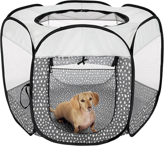 Furhaven Pop Up Playpen Pet Tent Playground - Gray Pebbles, Medium