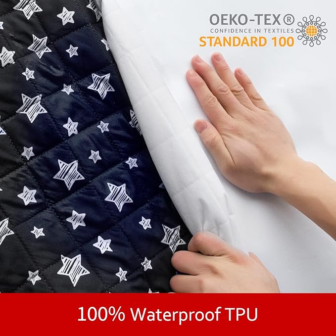 Dog Bed Covers Replacement Washable Pet Hair Easy to Remove, Waterproof Dog Bed Covers Noiseless Quilted, Pet Bed Cover Lovely Black Star Print, Puppy Bed Cover 29x41 Inches, for Dog/ Cat, Cover Only