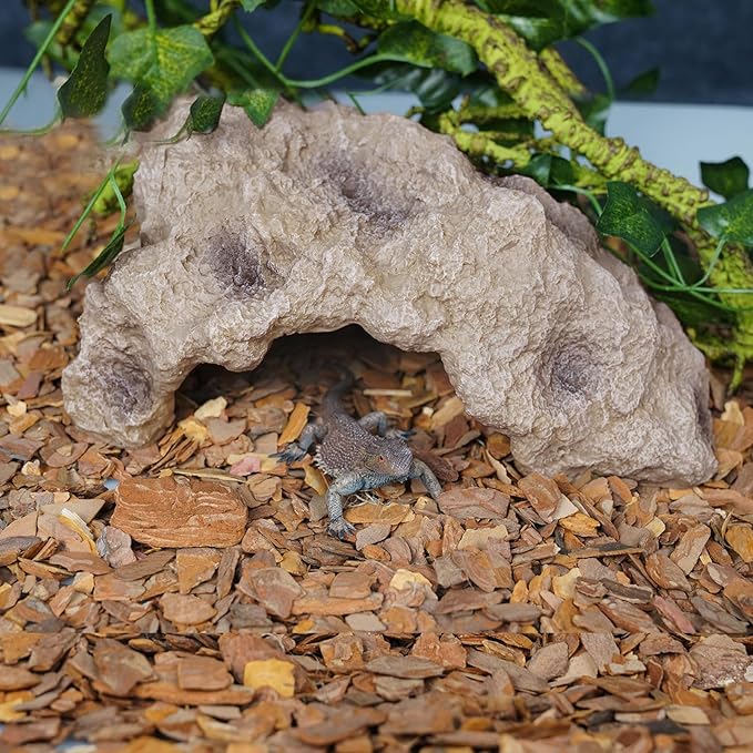 Reptile Hides Large Rock Reptile Cave Hideout Terrarium Habitat Decor Ornament Shelter for Snake Geckos Lizards Bearded Dragon Turtle Frogs Amphibians