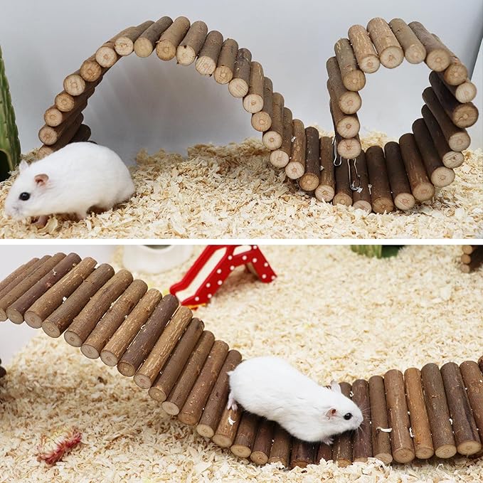 Rat Ladder Bridge, Wooden Hamster Climbing Ladder Toy, Small Animals Cage Accessories for Bird Parrot Hamster Mouse Rat Sugar Glider Hermit Crab Sugar Glider Chinchilla(23.62x3.14 Inches)