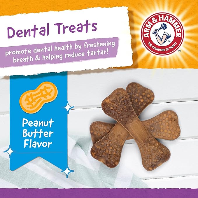 Arm & Hammer for Pets Nubbies Dental Treats for Dogs | Dental Chews Fight Bad Breath, Plaque & Tartar Without Brushing | Peanut Butter Flavor Value Bucket(Pack of 6, 318 Count Total)