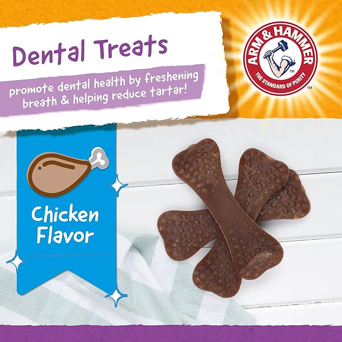 Arm & Hammer for Pets Nubbies Dental Treats for Dogs | Dental Chews Fight Bad Breath, Plaque & Tartar Without Brushing | Chicken Flavor, Size Large (Pack of 1,8 Count Total)