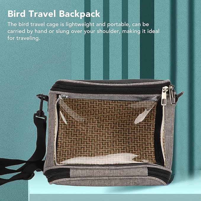 Bird Carrier Bag,Transparent Portable Lightweight Breathable Travel Cage Bird Travel Backpack for Small Birds Green Cheek Cockatiels (Grey)