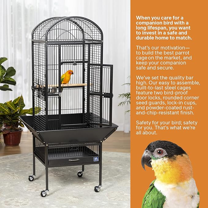 Prevue Pet Products 34511 Dometop Bird Cage, Small, Black Hammertone