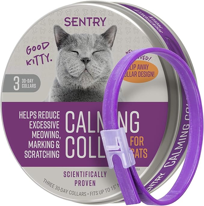 SENTRY PET Care Sentry Calming Collar for Cats, Long-Lasting Pheromone Collar Helps Calm Cats for 30 Days, Reduces Stress, Helps Calm Cats from Anxiety, Loud Noises, and Separation, 1 Count