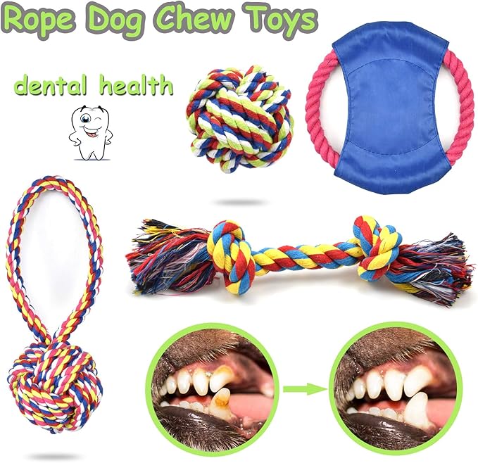 Rope Dog Toys for Aggressive Chewers Large Breed Medium Breed, Small Dog Puppy Teething Chew Toys Heavy Duty Dental Dog Rope Toys Prevents Boredom and Relieves Stress