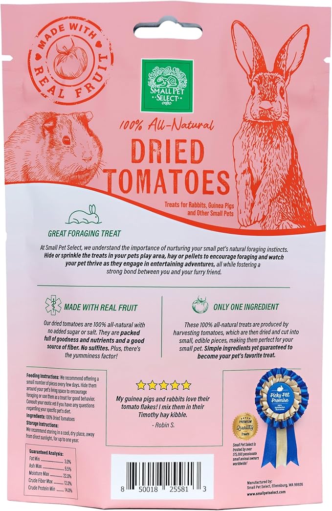 Small Pet Select - Dried Tomato Flakes, a Natural Treat for Rabbits, Guinea Pigs, and Rats, 2oz (Pack of 2)