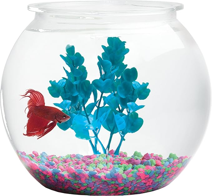 Aquatic Wonder 2 Gallon Fish Bowl, Round Crystal Clear Plastic is Break-Resistant and Light Weight. Ideal for Betta Fish Aquarium, Home décor and Party Drinks