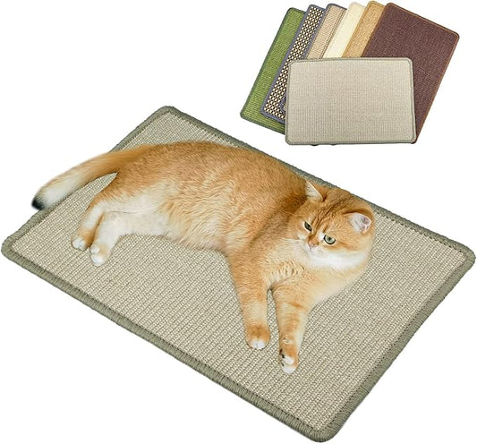Cat Scratcher Mat,23.6x15.7inch Sisal Cat Scratchers for Indoor Cats with Velcro,Stick on Floor Wall Cat Scratch Pad,Horizontal Cat Scratch Rug Protect Furniture and Sofas (Light Gray)