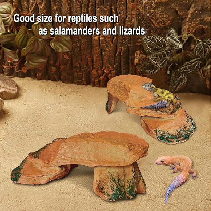 Rock Hideout Caves for Reptile and Amphibians,Decorative Resin for Glass Terrarium Tank, Great for Reptiles