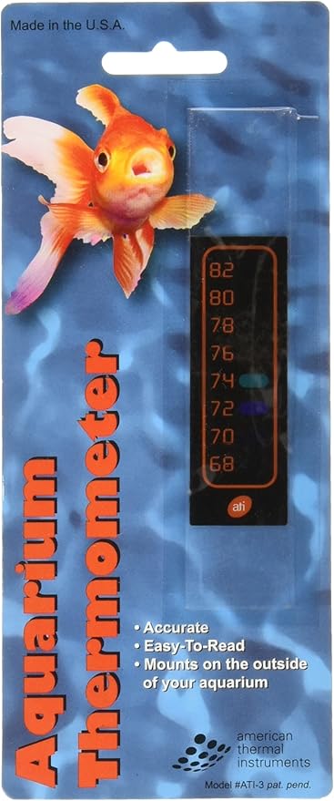 Liquid Crystal Vertical Aquarium Thermometer, Small