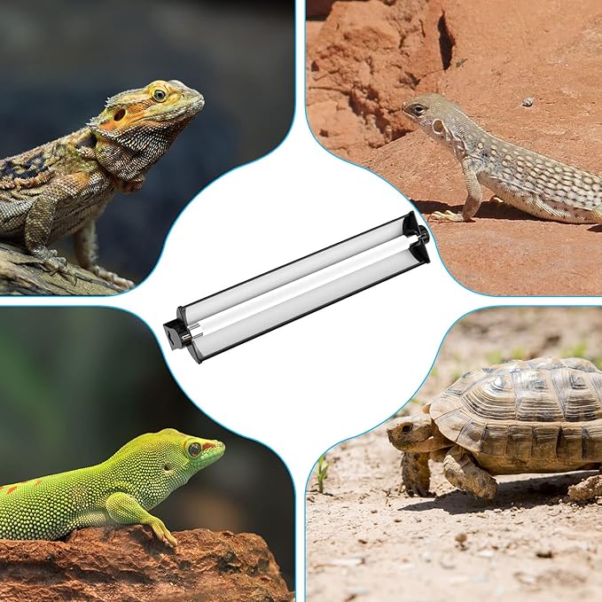 24W-T5-HO-UVB-Lighting-Combo-Kit, 22" Reptile Light Fixture Terrarium Hood with Desert 10.0 UVB T5 Lamp Bulb and Detachable Curved Reflector for Reptile Terrarium Tortoise Habitat