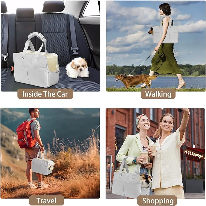 Dog Carriers for Small Dogs, Dog Purse Carrier for Small Dogs, Soft-Sided Dog Carrier Airline Approved, Dog Tote Bag with Six Pockets, Pet Carrier Washable, Oxford Cotton Bag for Puppy Kitten