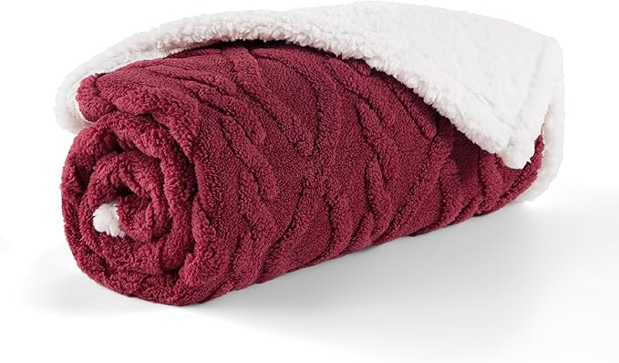 Bedsure Waterproof Dog Blankets for Medium Dogs - Pet Blanket for Couch Protector Washable, Premium Jacquard Coral Fleece Cat Throw Blanket, Soft Reversible Furniture Protection, 30"x40", Burgundy