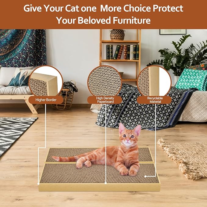 Splicing Cat Scratch Pad: Cat Scratchers for Indoor Cats and kitten, 2 Pack Cat Scratching Pad, Cat Scratcher Cardboard, Cat Scratching Pad, Premium Scratch from Cats, Double-Sided Design