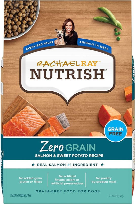 Rachael Ray Nutrish Zero Grain Dry Dog Food, Natural Dog Food with Added Vitamins, Minerals & Taurine, Salmon & Sweet Potato Recipe, 23 Pounds