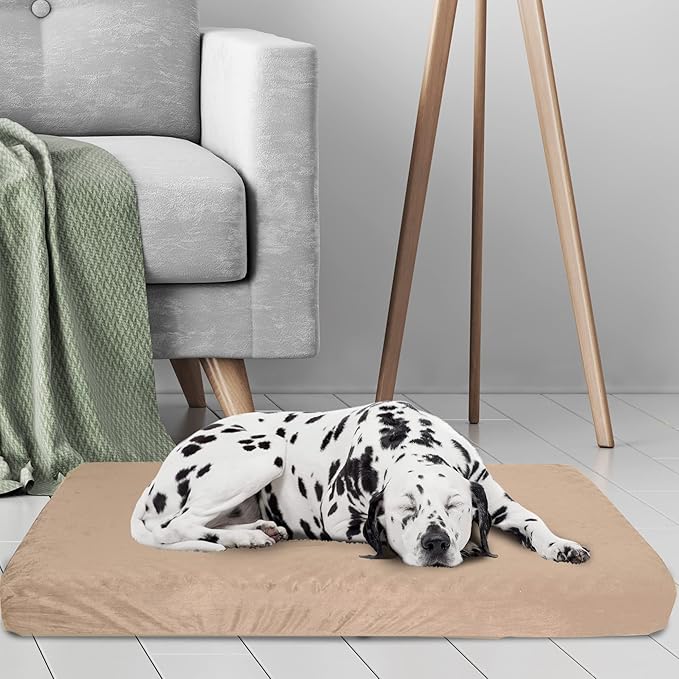 Memory Foam Dog Bed Collection? 2-Layer Orthopedic Dog Bed with Machine Washable Cover - Dog Bed for Large Dogs up to 95lbs by PETMAKER (Tan)