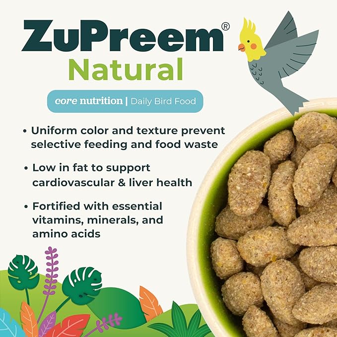 ZuPreem Natural Bird Food - Vitamin Packed Bird Food - Daily Bird Food for Medium Birds - 2.5 lb