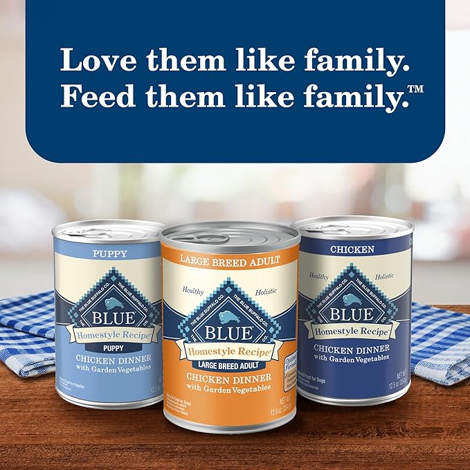Blue Buffalo Homestyle Recipe Adult Wet Dog Food, Made with Natural Ingredients, Chicken Dinner With Garden Vegetables, 12.5-oz. Can (Pack of 12)