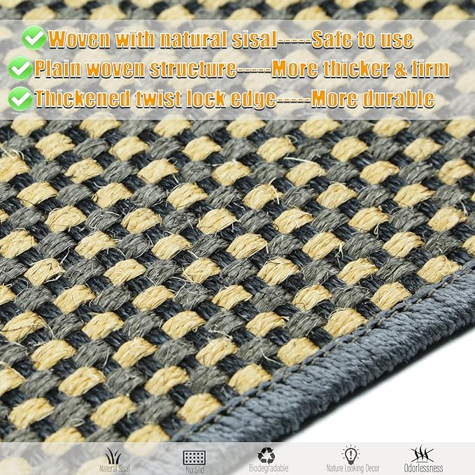Cat Scratching Mat,23.6 x 15.7inch Sisal Cat Scratchers for Indoor Cats with Velcro Tapes,Stick on Floor Wall Cat Scratcher,Horizontal Cat Scratcher Protect Carpets and Sofas (Grid Style)…