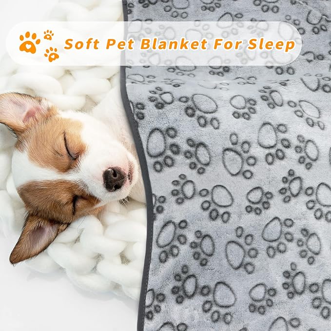 Small Dog Blanket for Medium Large Dogs Fleece Puppy Blanket Washable Dog Blankets for Bed Couch Protection with Cute Paw Print Pet Puppy Cat Blanket