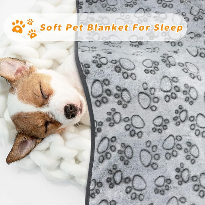 Small Dog Blanket for Small Medium Dogs Fleece Puppy Blanket Washable Dog Blankets for Bed Couch Protection with Cute Paw Print Pet Puppy Cat Blanket