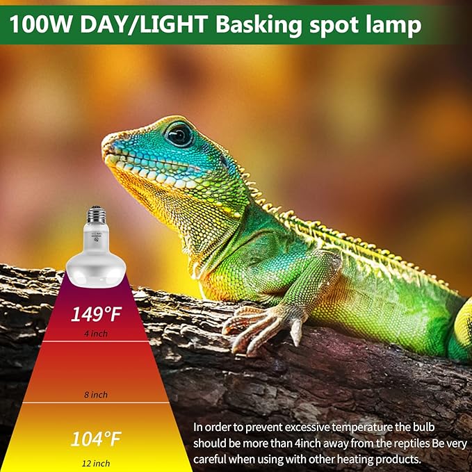 Reptile Heat Lamp Bulb,100W 3 Pack Basking Spot Lamp Bulb for Reptiles & Amphibians,Reptile Daylight Heat Emitter Light for Bearded Dragon, Lizard, Turtle