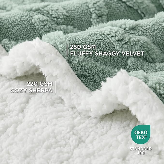 Bedsure Waterproof Dog Blankets for Large Dogs - Pet Blanket for Bed Couch Protector Washable, Premium Jacquard Coral Fleece Cat Throw Blanket, Soft Plush Reversible Furniture Protection, 60x80, Green