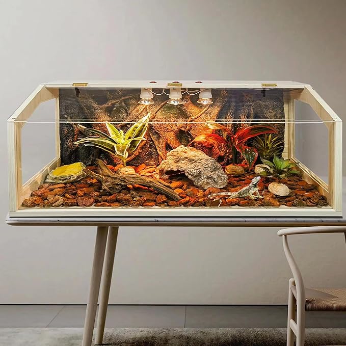 68 Gallon Reptile Terrarium Tank Large 48 Inch Lizard Tank Bearded Dragon Tank with Roof Door, Snake Tank with Built-in Lamp Fixture and Switch, Side Windows, 48 Inch