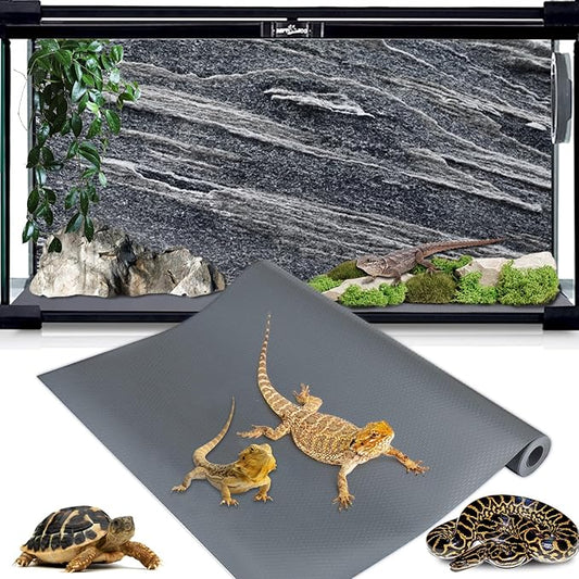 Reptile Tank Accessories,EVA Leopard Gecko Bearded Dragon Tank Accessories, Terrarium Tank Decor Carpet Substrate for Lizard, Iguana, Snake, Tortoise, Non-Adhesive Reptile Habitat Bedding, Grey