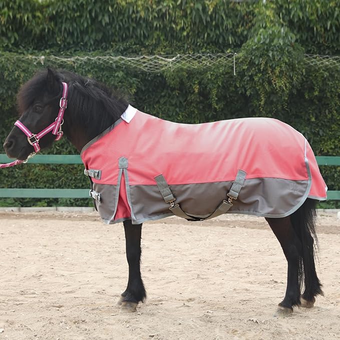 Mini Horse/Pony/Foal/Miniature Size 36"-51" Lightweight Waterproof & Breathable 1200 Denier Turnout Blanket with No Filling Pink 48