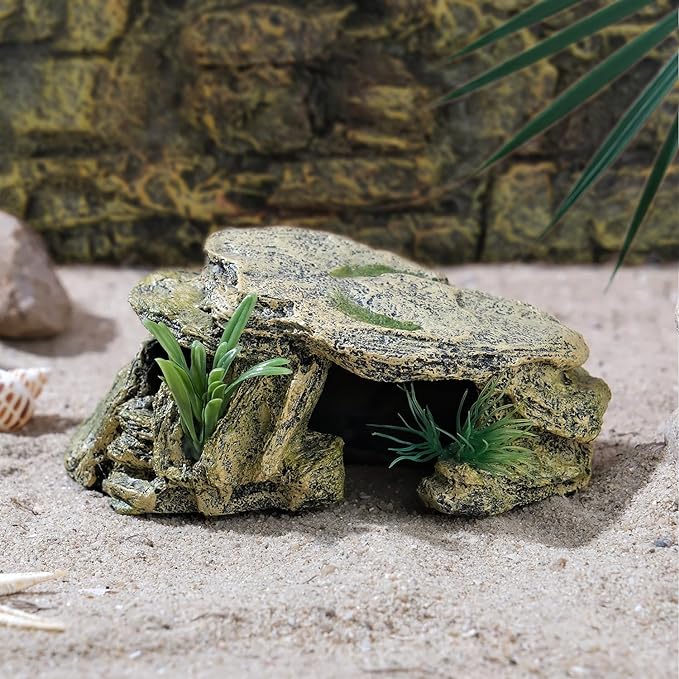 Leopard Gecko Hide Reptile Hides Resin Reptile Basking Rock Humid Hide Turtle Cave Lizard Hide Reptile & Amphibian Habitat DÉCor