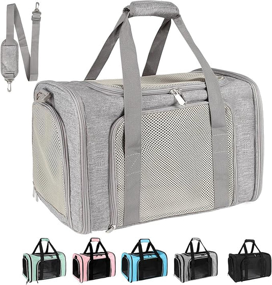 Dog Cat Carrier Pet Carriers for Small Medium Large Cats Dogs Carrier Soft Sided Small Puppy Dog Carrier Portable Foldable Airline Approved Dog Cat Travel Carrier Grey Medium