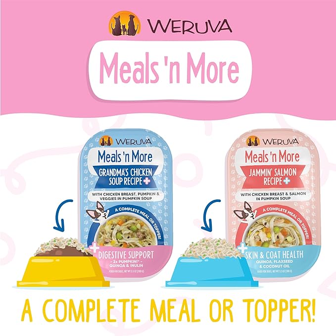 Weruva Meals 'n More Natural Wet Dog Food, Bed & Breakfast Plus Digestive Support, 3.5oz Cup (Pack of 12)