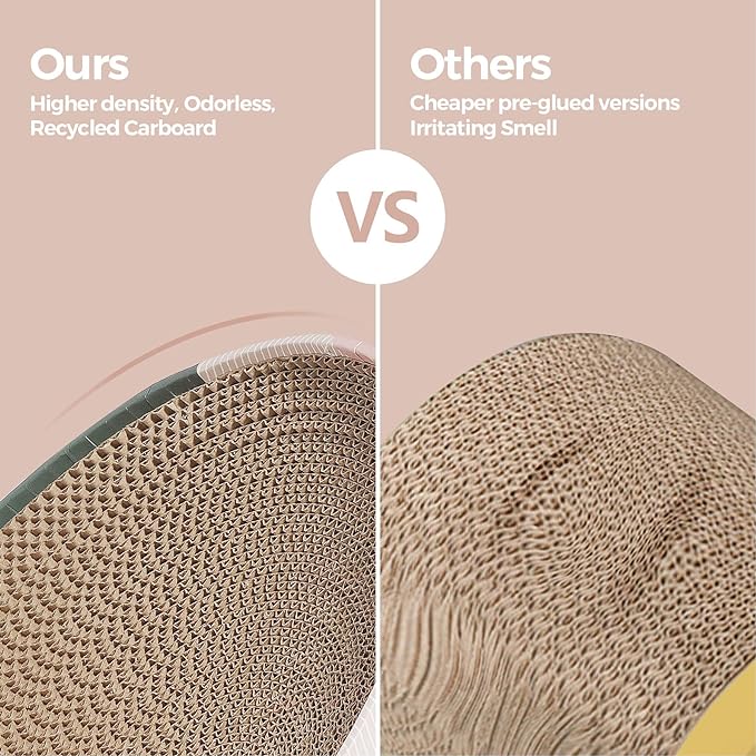 ComSaf Cat Scratcher Cardboard Bed Lounge Couch for Indoor Cats Oval Shape 17"x13", Kitty Cat Scratching Pad Recycle Corrugate Scratcher Long Lasting Furniture